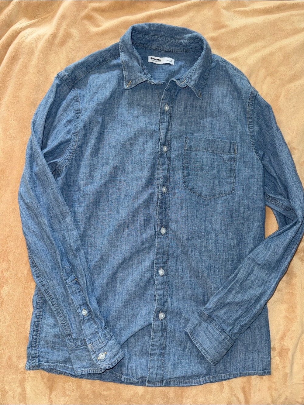 Men’s Light Blue Denim Button-Down Shirt - S